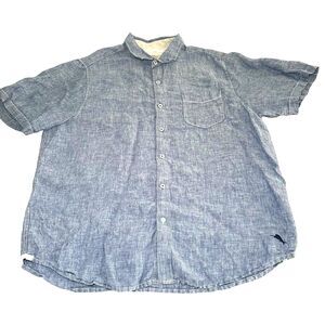 Tommy Bahama 100% Linen Shirt Men's Size XL Blue Short Sleeve Sea Marlin Preppy